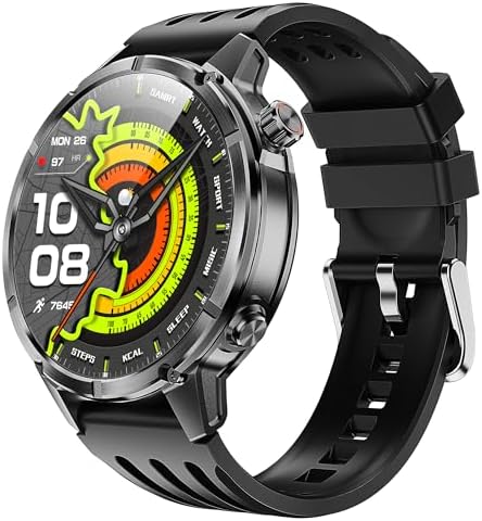 WalkerFit Smart Watch for Men Built-in GPS for Hiking/Cycling,1.43 Round AMOLED,5ATM Waterproof,Heart Rate/Sleep Monitor,Long Battery,Outdoor Activity Tracker,Bluetooth Call,Android/iPhone Compatible