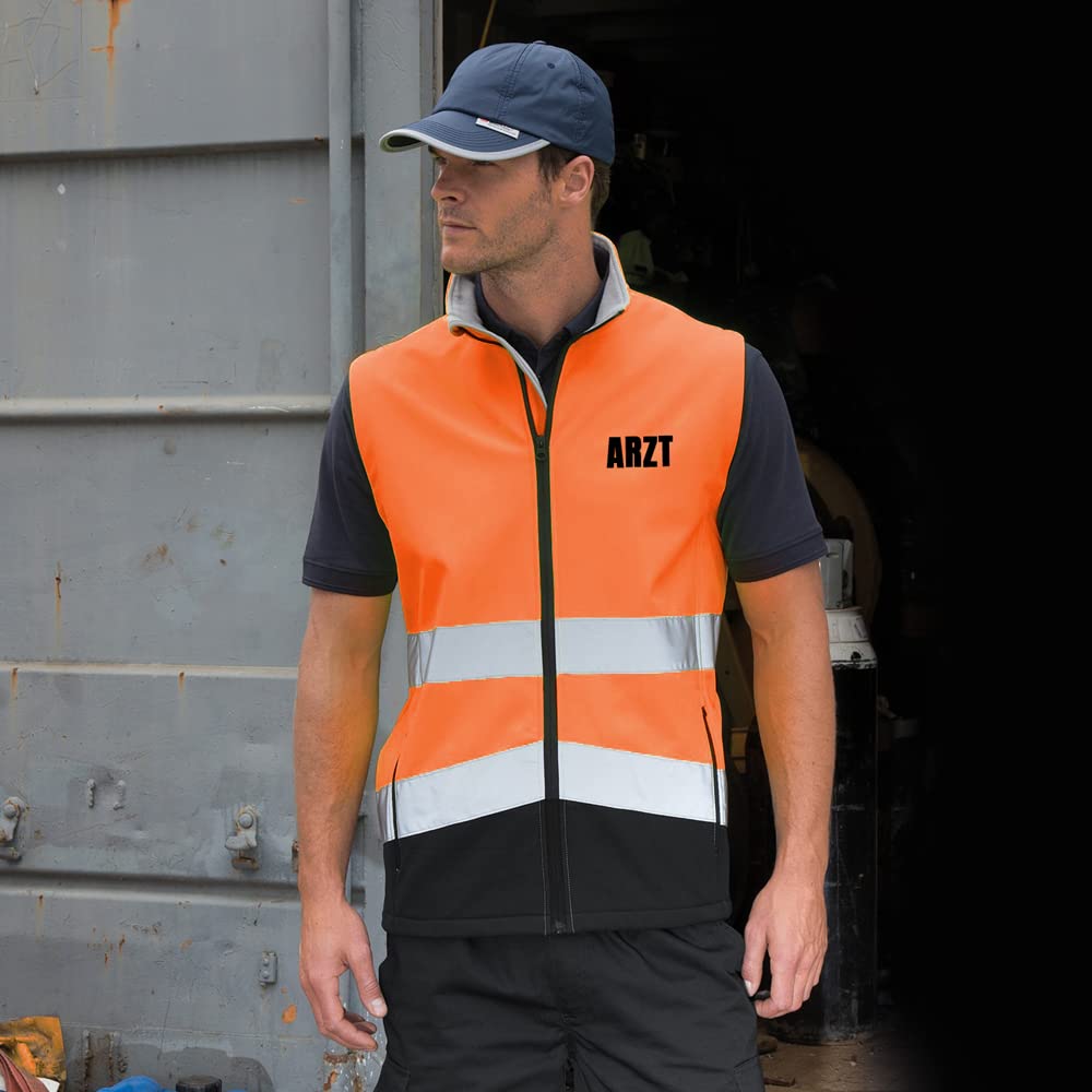 ARZT Sicherheitsweste GELB aus Softshell - Gelb Warnweste nach EN ISO 20471 zertifiziert - Unisex und hochwertigem Reflektorstreifen