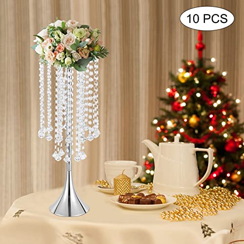 10 Pcs 21.9" Height Versatile Metal Wedding Centerpieces Vase, Metal Trumpet Vase Silver Wedding Vases Centerpieces Tall, Silver Flower Stand for Table Decorations, Christmas, Event, Home, Party - Image 3