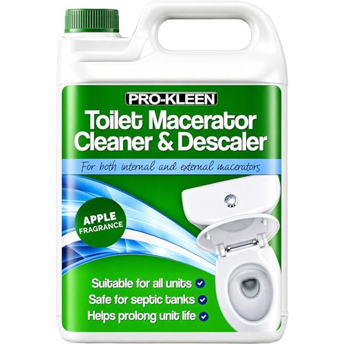 Pro-Kleen Toilet Macerator Cleaner & Descaler 5L - Cleans Descales & Deodorises - Safe for Septic Tanks & Saniflo Systems - Helps to Extend Appliance Life (Apple Fragrance)
