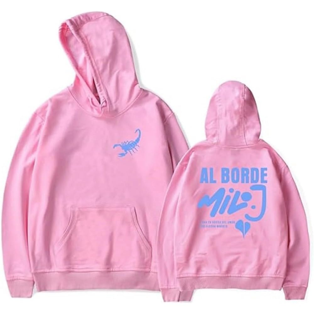 Milo J Merch Al Borde Hoodie Milo J 511 Album Women Men Fashion Casual Long Sleeve Sweatshirt (Pink,M)