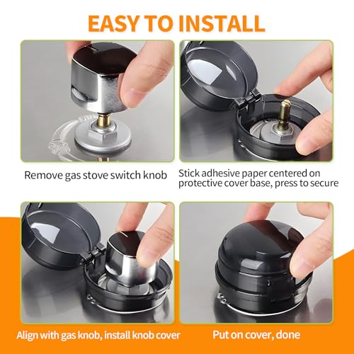 Gas Stove Knob Covers – Heat-Resistant Baby Proof Stove Knob Covers, Universal Size Gas Stove Knob Locks, Stove Child Proof Knobs with Adhesive, Stove Safety Guard for Kids Toddler Pet(4 Pack) - Image 6