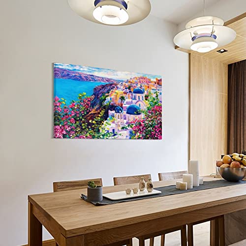 Canvas Wall Art Oil Painting. Santorini Seascape Canvas Prints Wall Art Paintings Artworks Pictures Posters For Living Room Bedroom Decoration, Gift For Wedding Christmas Mother's Day 16X24Inch(40X60 #TOP2