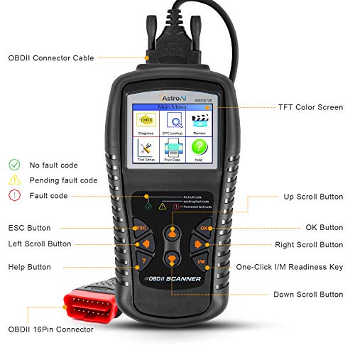 AstroAI Enhanced OBD2 Scanner, OS720 Professional OBD II Auto Check Engine Code Reader Car Diagnostic Tool Automotive Ve - Additional View