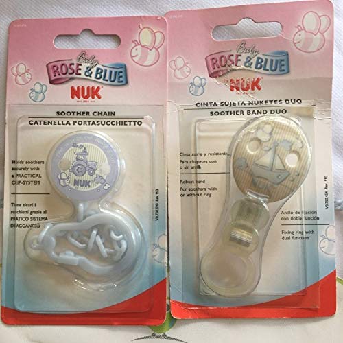 KIT com 2 Cueiros Flanelados Coroa Azul Manu Baby + 01 Prendedor de Chupetas NUK