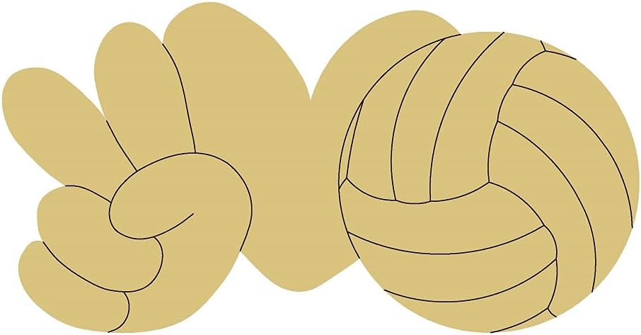 Peace Love Volleyball Design by Lines Cutout Unfinished Wood Sports Décor Coloring Book America Door Hanger Everyday MDF Shape Canvas Style 1 Art 1 (24)