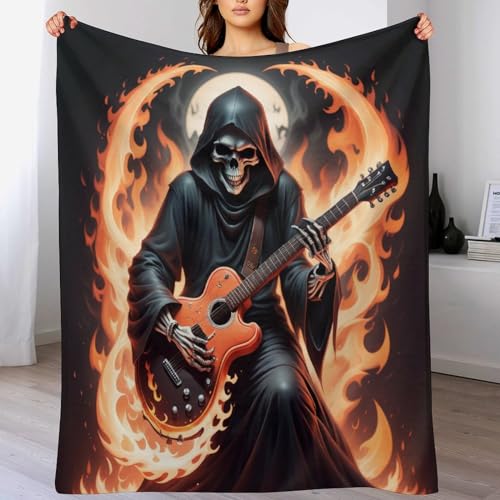 Couverture Polaire Squelette Guitare Facile à Manipuler et Laver
