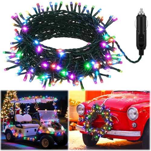 Aurelema 12V Christmas 100 Ft 300 Led Car Led String Light Golf Cart Decorations Multicolor Light String Waterproof Atmosphere Lighting Kits For Christmas Car Accessories