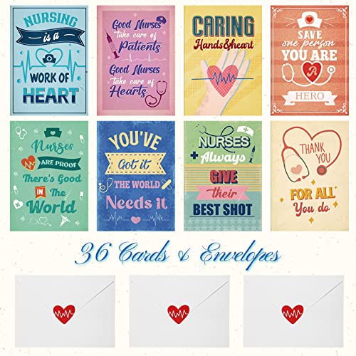 36 Set Nurse Appreciation Cards With Envelopes Doctor Nurse Gift Sets 36 Pcs Medical Staff Thank You Card 36 Pcs White Envelopes 36 Pcs Stickers For Nurses, Doctors, Medical Assistants #TOP4