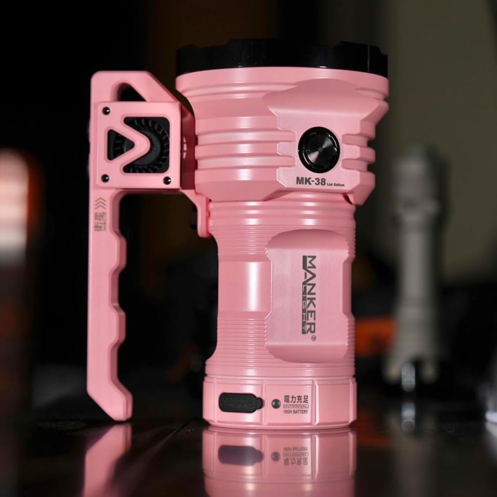 Mankerlight MANKER MK38 (8pcs XHP70.2 LED, Cool White 6500K) High Power Portable Flashlight/Searchlight, 41500 Lumen 800m Beam Distance，Pink