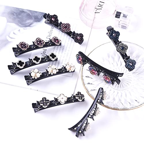 8Pcs Sparkling Crystal Stone Braided Hair Clips For Women, Duckbill Clip With 3 Small Hair Clips,3 Way Braided Hair Clip With Rhinestones For Women/Girls #TOP2