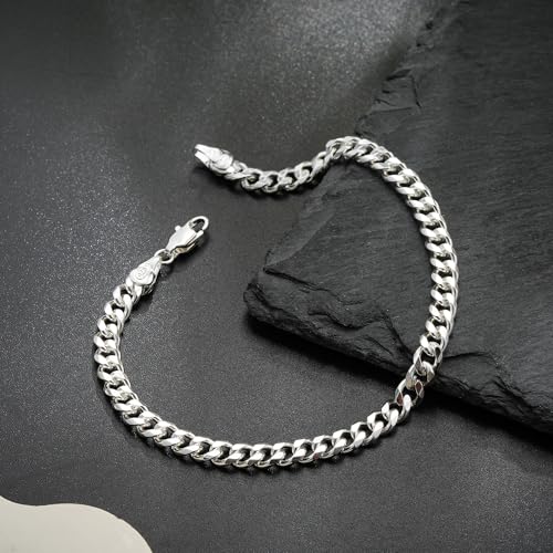 Pulsera de eslabones cubanos de plata 925 para hombre miniatura 6