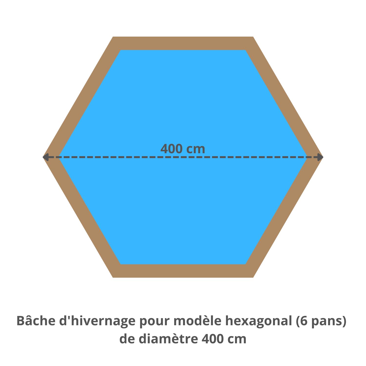 Bâche hivernage Piscine Hors Sol Gré Sunbay Vanille 2 Ø 400 cm - Toile PVC 640 g/m² Gris foncé - Couverture Hiver