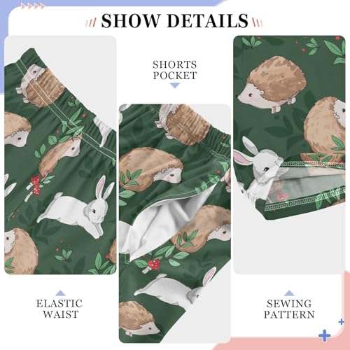 Hedgehog Rabbit Bunny Floral Boys Long Pants Soft Trousers Elastic Waist Kids Lounge Bottoms with Pockets S-XL4
