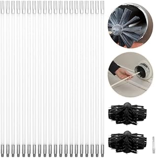 23 PCS Chimney Cleaning Brush Kit, Chimney Sweep Kit, Duct Vent Cleaning Tool with 20 Flexible Rods, 2 Brush Heads, 1 Drill Connector, Cleaning Brush for Chimneys, Dryer Vents, Fireplaces, Fume Hoods