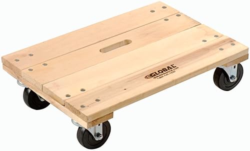 Global Industrial Dolly de madera dura con cubierta maciza, 36" de largo x 24" de ancho, 1200 libras de capacidad, ruedas giratorias de goma dura de