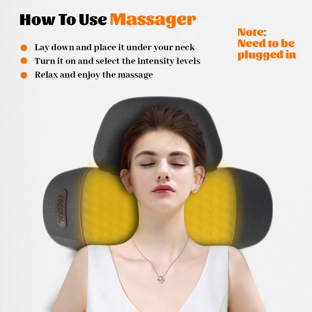Neck Massager, 2025 Upgrade 3-in-1 Neck Massager Pillow Hump for Shoulder, Deep Tissue with Heating and Traction Function, Memory Foam Pillows for Sleep Aid and Relaxation(Dark Gray)