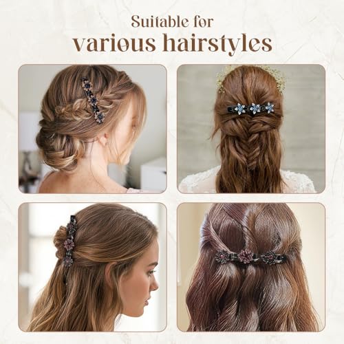 Pinzas para cabello con piedras brillantes trenzadas miniatura 5