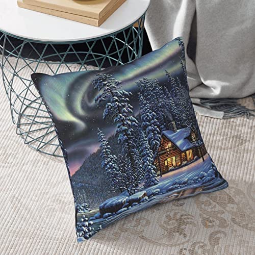 Housse de coussin en velours côtelé imprimé neige pour déco de canapé - 7