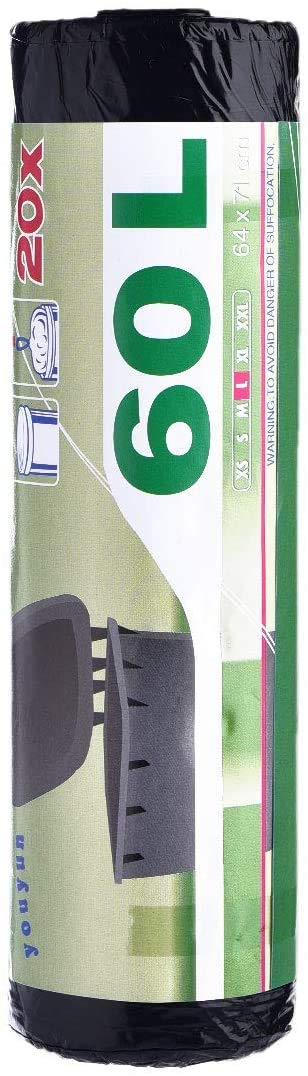 STARVAST - Lote de 10 rollos de 20 bolsas de basura de 60 L, asas deslizantes, bolsas de basura resistentes para basura alta, cocina salón, ultra resistente, antifugas, 64 x 71 cm, color negro