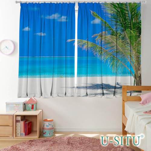 U-SITU 両開き 風景カーテン 遮光 断熱 防寒 UVカット インテリア 引違い窓 掃き出し窓 室内飾り 開放感 風景 自然景色 おしゃれ 目隠し 雰囲気転換（サイズ：幅100 x 丈200cm x 2枚組）CL0371S [2]