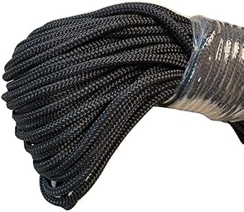 Black Double Braid Polyester Rope 5/16 Inch by 200 Feet