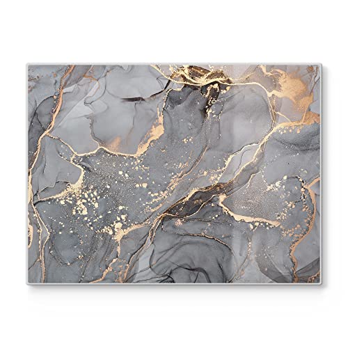 Glasschneidebrett 80x52cm Mit Kräuter-Druck - Hitzebeständig & Rutschfest