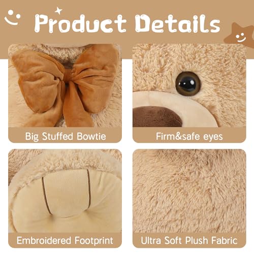 MorisMos-Ours-en-Peluche-Geant-120cm-XXL-Brun-Peluche-Geante-Kawaii-Nounours-Geant-Animaux-en-Peluche-Grand-12m-Teddy-Bear-Cadeau-pour-Enfant-Petite-Amie-Saint-Valentin-Anniversaire MorisMos Ours en Peluche Geant 120cm, XXL Brun Peluche Géante Kawaii Nounours Geant Animaux en Peluche Grand 1.2m Teddy Bear Cadeau pour Enfant Petite Amie Saint-Valentin Anniversaire – Image 4