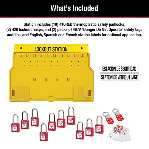 Master Lock ml1483 Lockout Station, 10-lock
