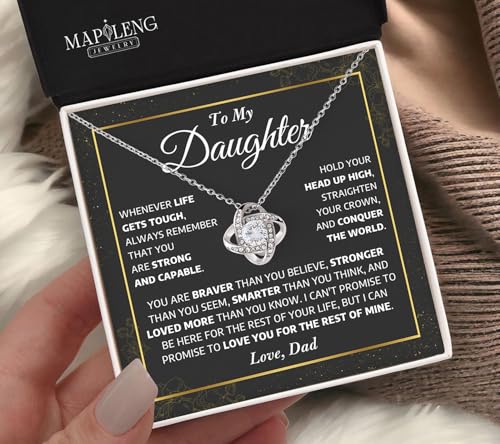 From Dad To Daughter, Love Knot Necklace - Father Daughter Gift For Birthdays, Graduations, Christmas2