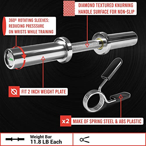 A2Zcare Olympic Dumbbell Handles - Dumbbell Bars With Rotating Sleeves And Spring Collars For Olympic Weight Plate Support Up To 600Lbs Total - Weight Lifting Accessories For Home Gym (Pair) #TOP2