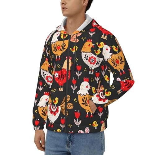 Sweat à capuche imprimé coq pour homme, pull de mi-saison confortable - 2