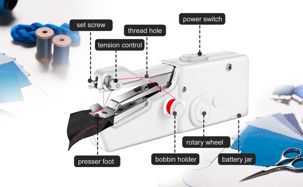 Haya Handy Stitch Portable Mini Sewing Machine, Battery Powered, Cordless Handheld Electric Stitch Tool for Quick Repairs - Image 7
