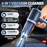 SakerPlus Car Vacuum Cleaner- 3 in 1 Cordless Handheld Vacuum Cleaner, 13000Pa High Power Car Vaccum Cleaner with Brushless Motor,Adjustable Car Vaccum Portable Cordless for Cars,Desktop