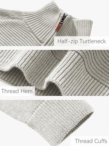 Les umes Mens Quarter Zip Pullover Sweaters Cotton Mock Neck Polo Sweater Casual Long Sleeve Knit Jumper4