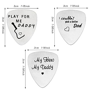 ACAROMAY Lot de 3 médiators en acier inoxydable pour papa Daddy de la part de sa fille et son – My Dad My Hero - Les Beatles, Paul McCartney, John Lennon, RIngo Starr, George Harrison ACAROMAY Lot de 3 médiators en acier inoxydable pour papa Daddy de la part de sa fille et son – My Dad My Hero – Image 2