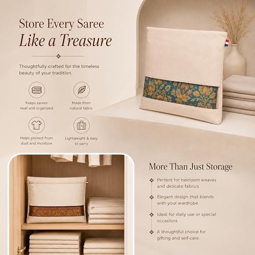 Image of Storite Saree Cover Bags Pack of 12 | Cotton Saree Storage Organizer