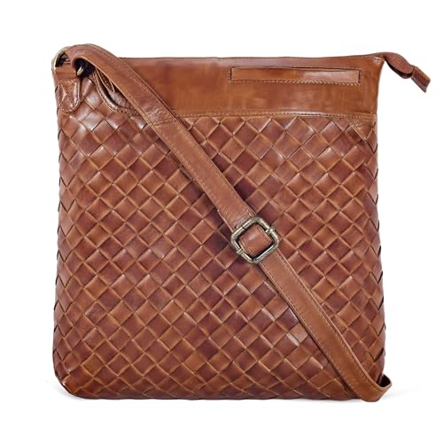 Leather Crossbody Bag for Women - Cognac