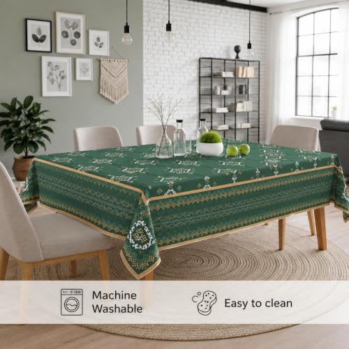 Image of STITCHNEST Cotton Slub Table Cover for 6 Seater Dining Table|54 x 78 Inches, Digitally Printed|Durable, Washable & Fade-Resistant Fabric