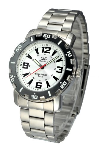 Q&Q Mens Silver Metal Analog Classic Dress Watch 132 Ft Water Resistant #TOP1