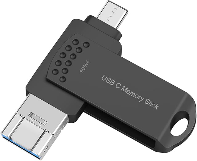USB Stick 256GB iOS Flash Drive USB C Memory Stick 3in1 for Phone Photo Stick External Storage Richwell compatible i-Phone Pad Pro Macbook Android USB C and Computers Black 256G-UCDD