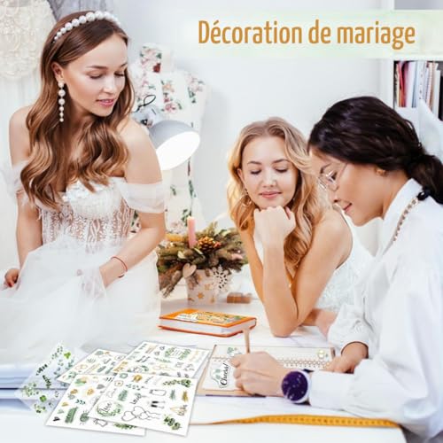 Autocollant vintage pour livre d'or de mariage - Personnalisé pour livre d'or et album photo avec beaucoup d'amour - Autocollant de mariage eucalyptus pour scrapbooking - Décoration de mariage - Vert – vue 7