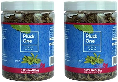 Pluck One Premium Dried Stevia Leaves, 50 Gms + 50 Gms, Pack Of 2, 100% Natural Sugar Substitute, Zero Calorie, Sugar Free