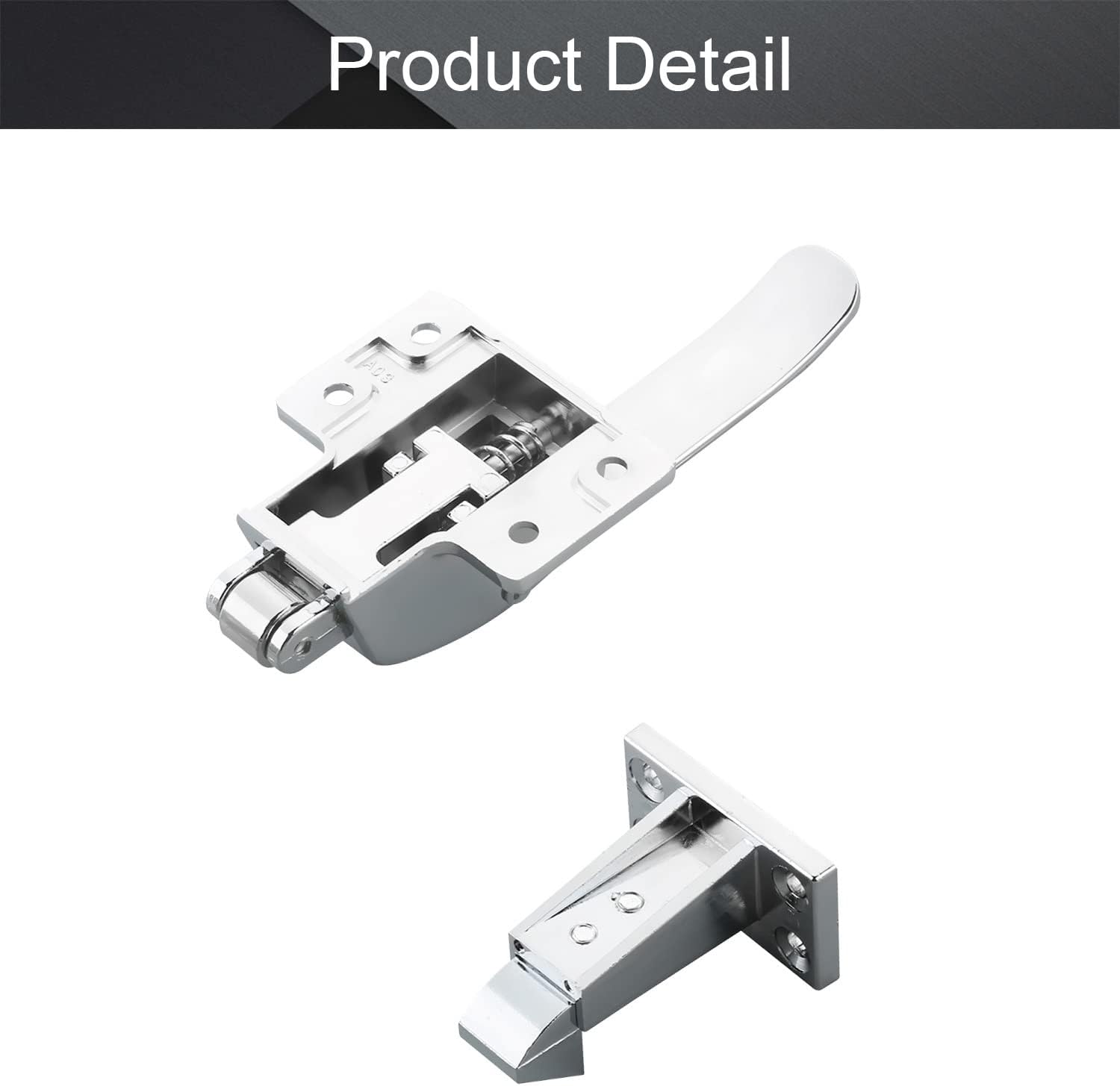 MroMax Zinc Alloy Adjustable Latch Spring Loaded Handle Grip 165mmx69mm for Walk-in Freezer Door Chrome Plated 1Pcs