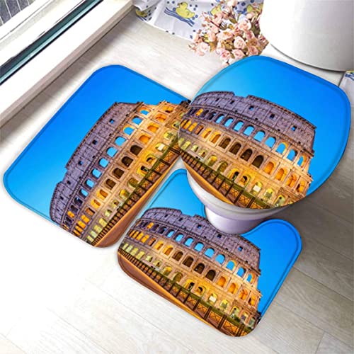 Zifarm Badematte rutschfeste 50x80 cm Kolosseum Badvorleger-Set 3D Drucken Italien Rom Arena Mikrofaser Flanell… – Bild 5