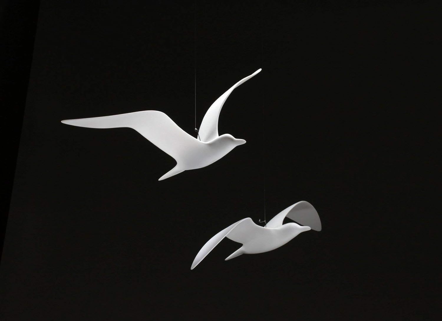 Seagull Duo Mobile Sculpture by John Perry 16in Wingspan Soaring Style. Signed.