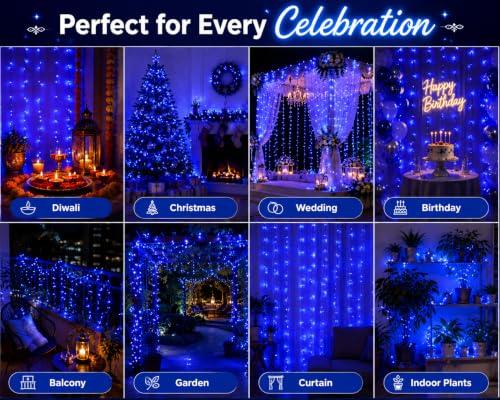 Image of Quace 72 Feet Blue LED Fairy String Lights with 52 LEDs | Flexible Wire Waterproof Decorative Lights for Diwali, Christmas, Wedding, Bedroom, Balcony, Party & Home Decor (1 Pack)