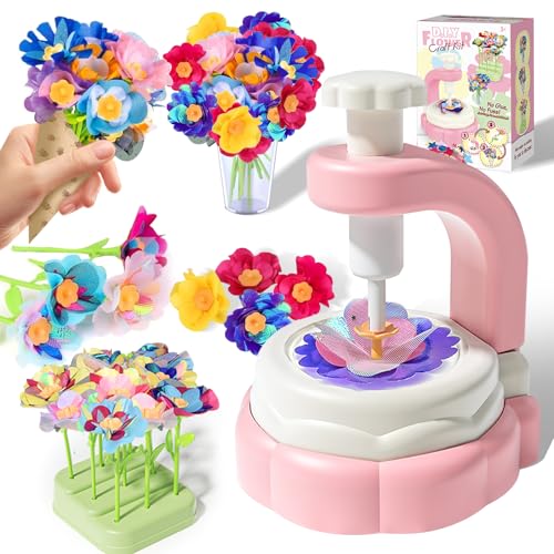 Fabric Flower Bouquet Toys for Girls Ages 4-12, DIY Arts & Crafts Kit with Colorful Fabric Flowers, Creative Educational Gift for Toddlers, Build Your Own Floral Arrangements for Birthday, Holiday Fun