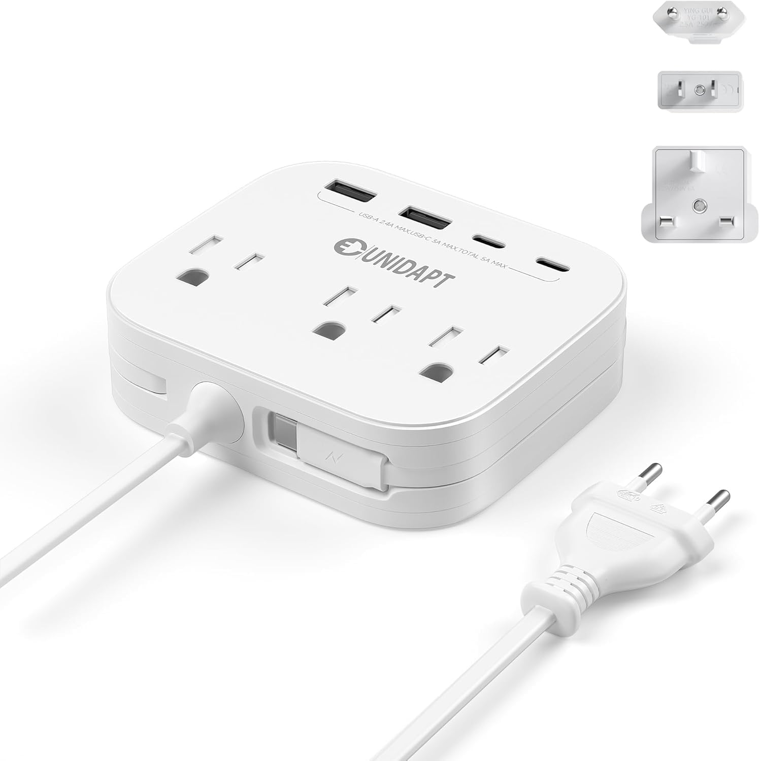 Unidapt Cruise Approved Power Strip, Non Surge, US to Europe Plug Adapter