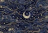 KDGHORMY Sky Wallpaper Peel and Stick Self Adhesive Dark Blue Dreamy Watercolor Vivid Romantic Whimsical Cloud Star Moon Contact Paper Removable Waterproof for Bedroom Renter Friendly 17.71'x118.1'